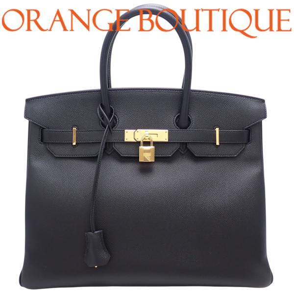 HERMES(エルメス) バーキン35 ブラック黒 ヴォーエプソン ゴールド金具 D刻印 ハンドバッ...