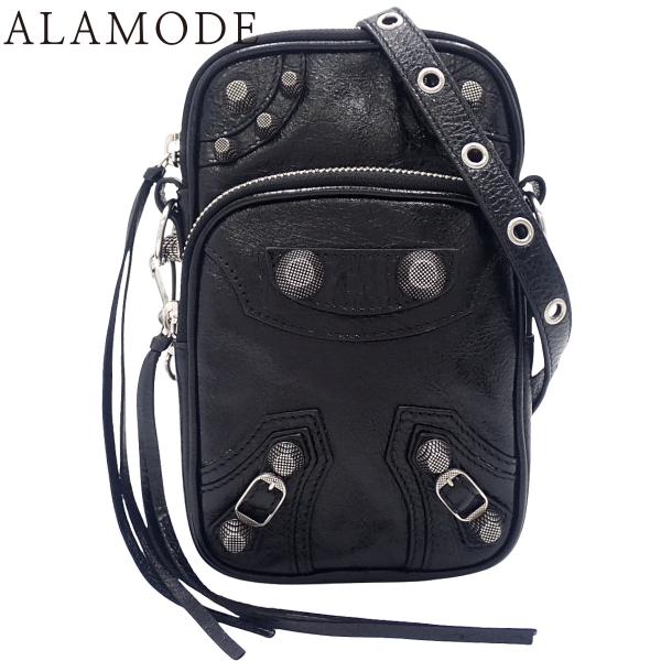 BALENCIAGA(バレンシアガ) ル・カゴール フォンショルダー レザー ブラック黒 ガンメタル...
