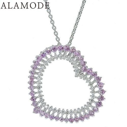 Ponte Vecchio(ポンテヴェキオ) ピンクサファイア ダイヤ ハートペンダント K18WG...