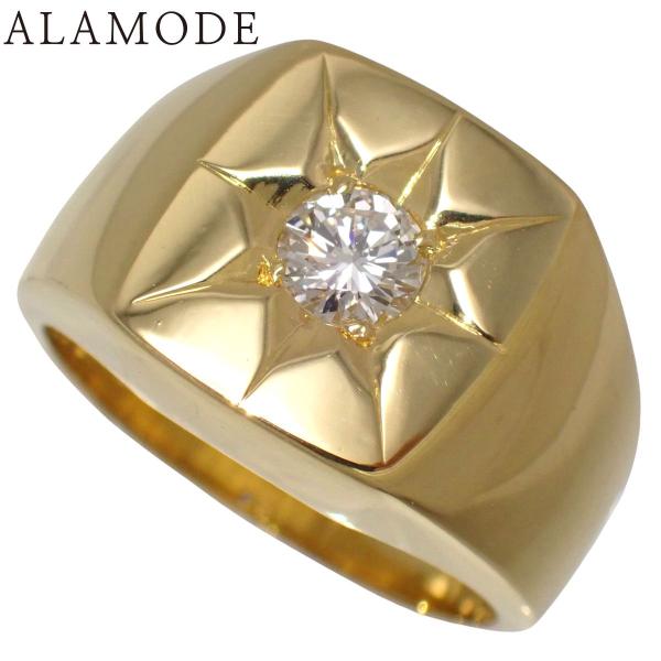 D0.397 ダイヤモンド  印台 リング イエローゴールド K18YG 指輪 17.5(57.5)...