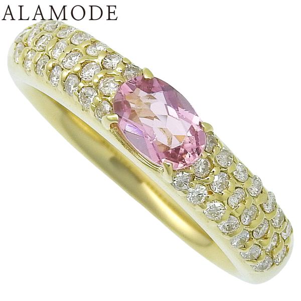 PT0.50/D0.40 ピンクトルマリンリング イエローゴールド K18YG 指輪 12(52)号...