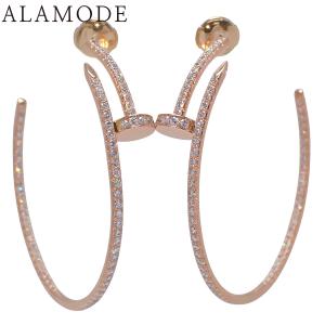 CARTIER(カルティエ) ジュスト アン クル フープ イヤリング ラージモデル パヴェ N8515009 K18PG ピアス 41100095578【アラモード】