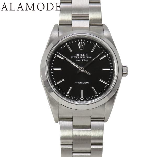 【保証書付】ロレックス エアキング 14000 SS A番 ブラック 自動巻き メンズ 411000...