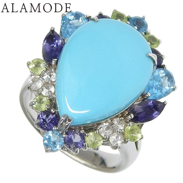 TQ8.62 ターコイズ リング ホワイトゴールド K18WG 11.0g 指輪 13(53)号 タ...