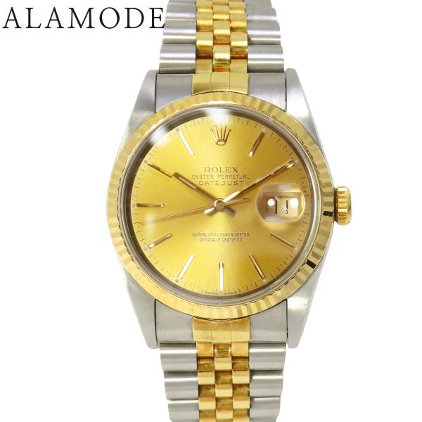 【保証書付】ロレックス デイトジャスト 16233 S番 シャンパン 自動巻き メンズ 411000...