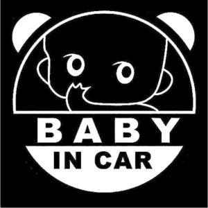 BABY IN CAR　赤ちゃんが乗っています　安全運転　後車注意　あおり運転防止　車　窓ガラス　カスタム　かわいい　白　ステッカー1枚B｜alanzoe