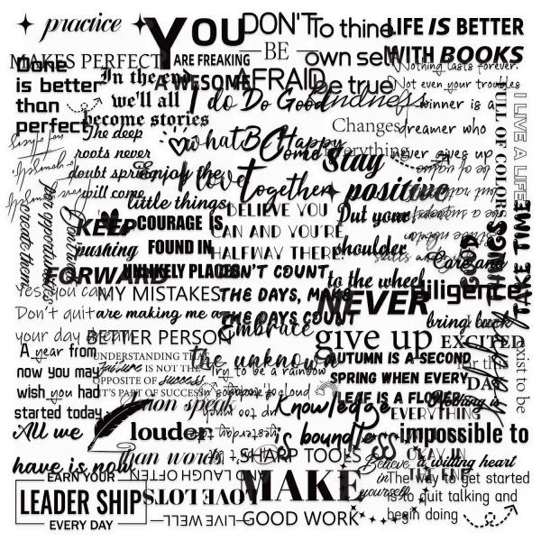 英語　素敵な言葉　白黒　ことわざ　名言　座右銘　励まし　癒し　好きな言葉　透明台紙　シール　ステッカ...