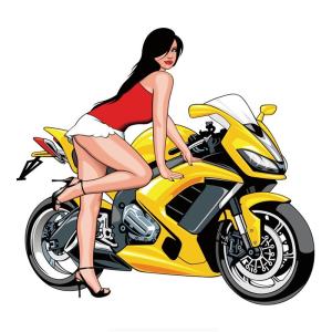 女性ライダー　バイク女子　セクシーガール　外人ガール　美人　アメリカンバイク　ガレージ　インテリア　デコレーション　傷隠し　ステッカー1枚D2