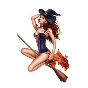 魔女　魔法使い　セクシーガール　外人ガール　美人　アメリカガール　バイク　ガレージ　インテリア　デコレーション　傷隠し　ステッカー1枚D1