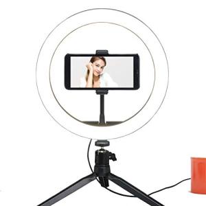 [リラックス] RELAX LEDリングライト 卓上スタンド付 自撮り 撮影 動画 3色モード 10段階調光の商品画像