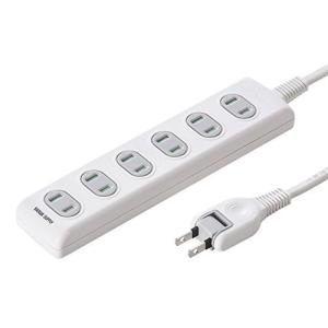 サンワサプライ 火災予防安全タップ 2P 6個口 ホワイト 10m TAP-TSH610N