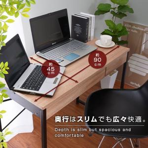 パソコンデスク 幅90 木製 引き出し付き ス...の詳細画像5