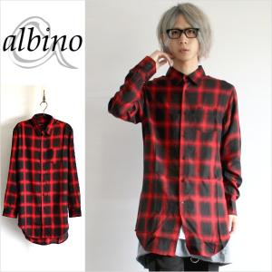 チェックシャツ メンズ チェック柄 モード ビッグシャツ モード系 黒 ブラック 赤 レッド サロン系 日本製 国産 個性的 中性的 ユニセックス レディース Albino 通販 Yahoo ショッピング