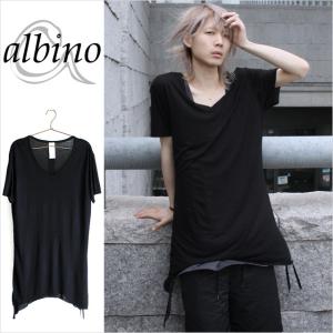 カットソー メンズ ロング丈 夏 モード系 日本製 国産 オリジナル デザイナーズ ブランド 黒 ブラック 変形 Tシャツ 個性的 中性的 ユニセックス レディース Albino 通販 Yahoo ショッピング