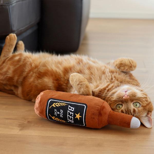 猫のおもちゃ iDog ケリケリ ビール瓶 カシャカシャ入り (16985)