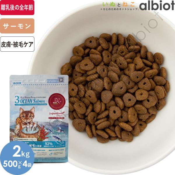 リアルネイチャーレシピ No.3 オーシャンサーモン キャットフード 2kg（500g×4袋）