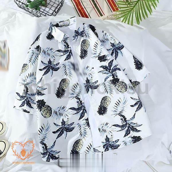 アロハシャツ シャツ レディース メンズ 開襟シャツ 夏物 半袖 ヴィンテージ風 シンプルデザイン ...