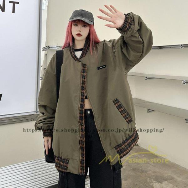 ブルゾン レディース 秋 アウター ジャケット ジャンパー 上着 羽織り oversize スタジャ...