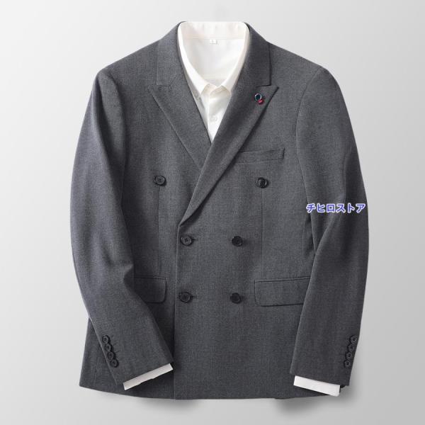 テーラードジャケット メンズ ブレザー ダブルボタン ブローチ付き おしゃれ 細身 スタイリッシ ジ...