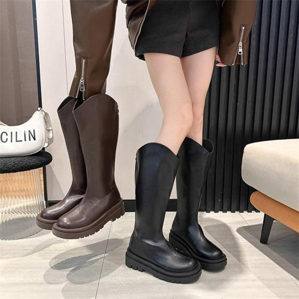 ブーツ レディース ジョッキーブーツ エンジニアブーツ ロングブーツ 革靴 長靴 フラットヒール ウ...