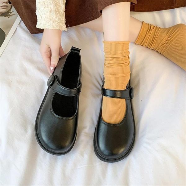 ローファー レディース パンプス フラットヒール 革靴 ストラップ パーティー靴 ゴスロリ 学生 ギ...