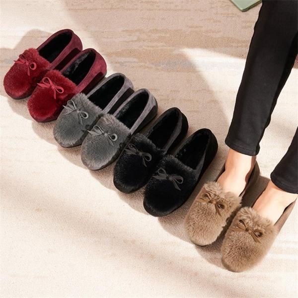 レディース パンプス スリッポン ローファー コンフォートシューズ ボア 暖かい 冬向け 防寒靴 カ...