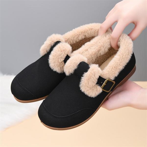 レディース パンプス スリッポン ローファー コンフォートシューズ フラットヒール 暖かい 冬向け ...