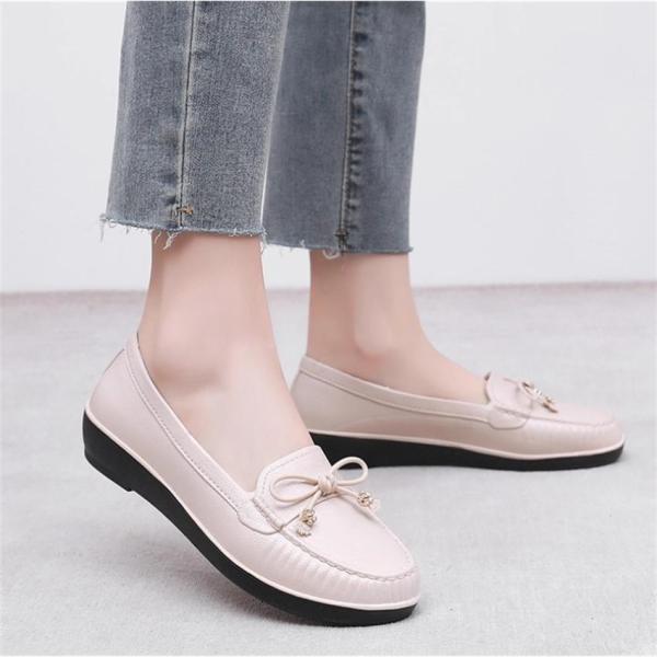 パンプス レディース レインシューズ スリッポン ウォーキング リボン フラットヒール 防水 ワーク...