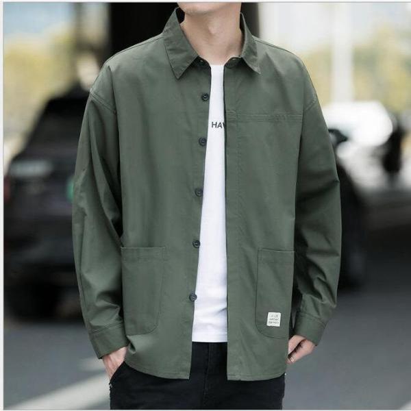カバーオール メンズ ジャケット ブルゾン ビッグシルエット ワイドシルエット 無地 シャツジャケッ...