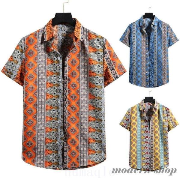 半袖シャツ メンズ 大きいサイズ ペイズリー柄 アロハシャツ前開き カジュアルシャツ 半袖シャツ 幾...