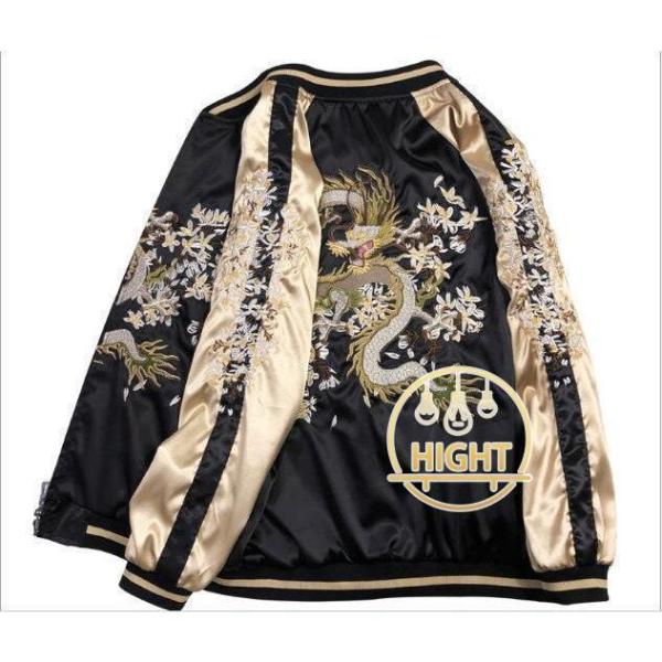 スカジャン男女兼用横須賀メンズ刺繍ブルゾンサテン光沢リバーシブル二面両面フライトジャケットレディース...