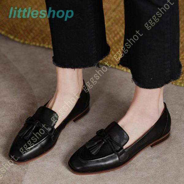 タッセルローファー レディース 走れる 太ヒール スクエアトゥ 軽量 滑りにくい シンプル クッショ...