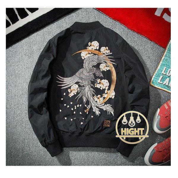 スカジャン男女兼用横須賀メンズ刺繍ブルゾンサテン光沢リバーシブル中綿両面フライトジャケットレディース...