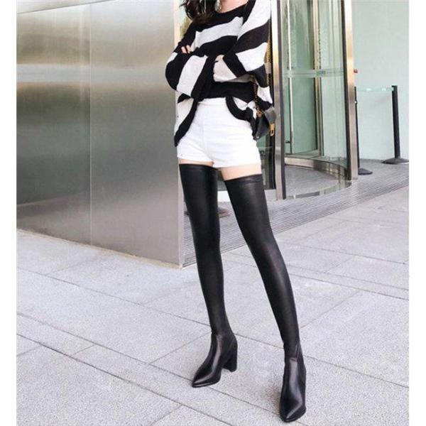 ニーハイブーツロングブーツレディースロング膝上キャバ美脚PU90cmハイヒール靴ブーツ革靴シューズス...