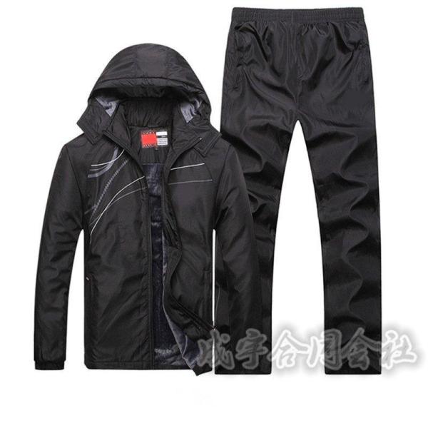4色暖かいジャケット?パンツ上下セットアップメンズジャケット防風長袖裏ボアストレートパンツランニング...