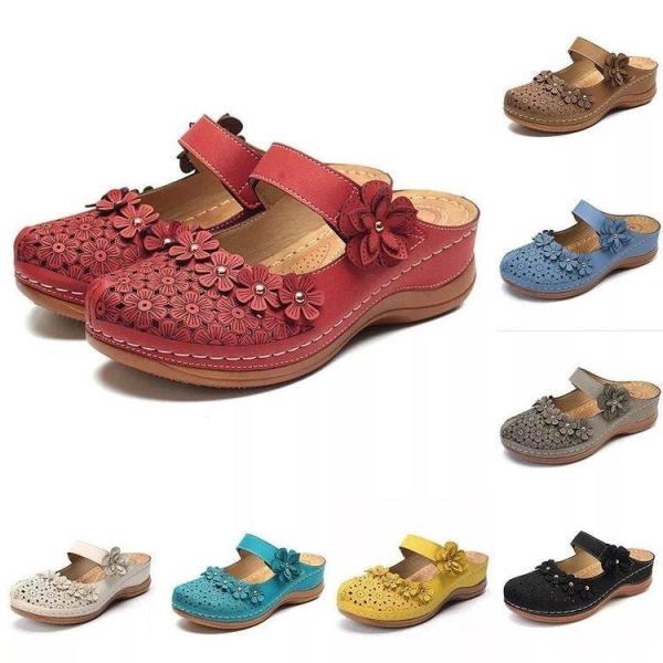 サンダルウェッジソール花レディースガールズ厚底オープントゥビーチサンダルぺたんこかわいい靴ラクチン美...