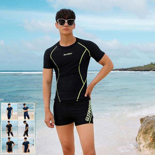 2点セット ウェットスーツ メンズ 水着 男性　スプリング 日焼け止め マリンスポーツ フィットネス...