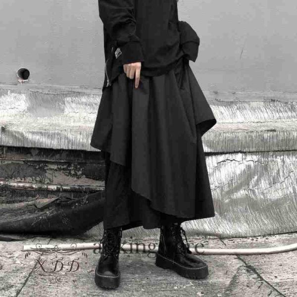 袴パンツ モード系 ワイドパンツ レディース スカート風 メンズ 韓国 原宿 個性的 ズボン