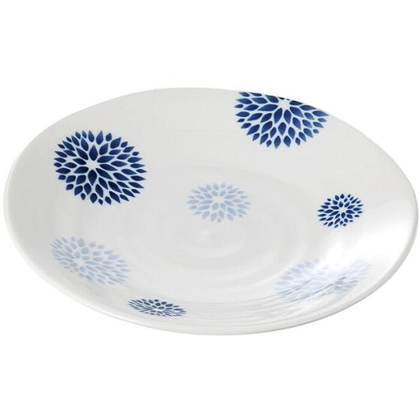 大皿 盛皿 盛り皿 藍染花丸紋８０皿 軽量 大きな皿 大きい プレート おしゃれ 日本製 美濃焼 食...
