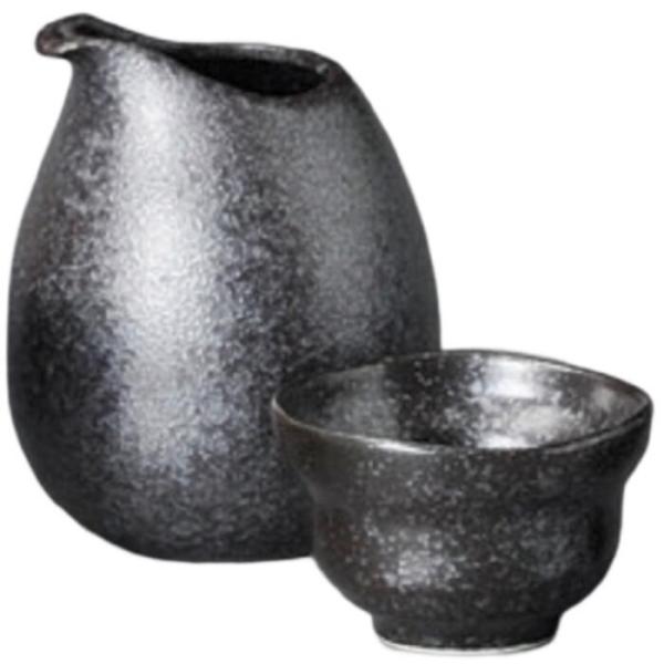 酒器セット 徳利 おちょこ セット 冷酒器 銀黒冷酒器 （大） 徳利＆盃（2個）セット おしゃれ か...