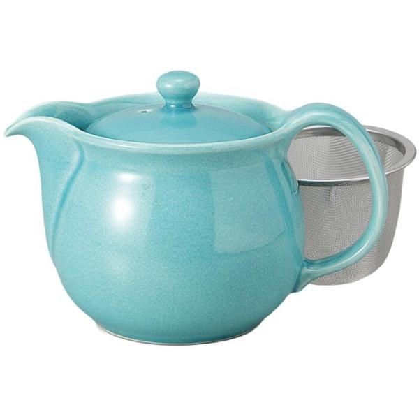 急須 ポット トルコブルー ポット カゴアミ付き 茶器 日本製 陶器 おしゃれ かわいい 食洗機対応...