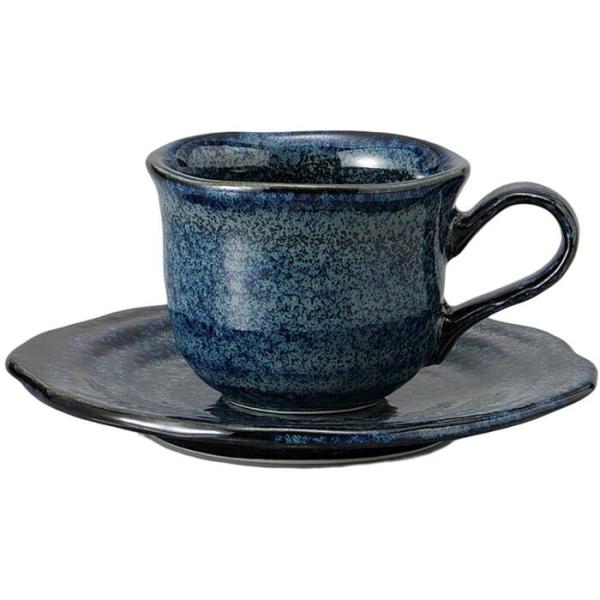 コーヒーカップ コーヒー碗皿 窯変青釉 カップ＆ソーサー 磁器 美濃焼 日本製