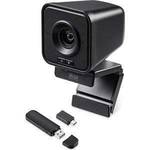 サンワダイレクト WEBカメラ 無線 ワイヤレス 200万画素 1080p マイク付き 広角 Zoom Teams対応 ウェブカメラ USB-C/USの商品画像