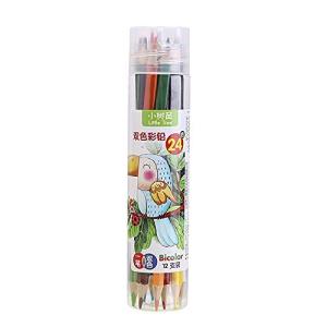 Littletree 色鉛筆、バスウッド三角形の木製ペンホルダー、高度な鉛コア、鉛フリー毒、子供たちの学習に不可欠のPEバレル Bicolor… (2の商品画像