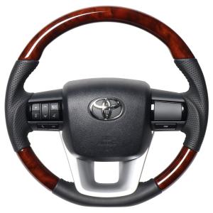 ゴリラ　トヨタ　ランドクルーザー70 ステアリング　ウッドレザーハンドル REAL（レアル） ステアリング 42ブラウンウッド(ブラックステッチ