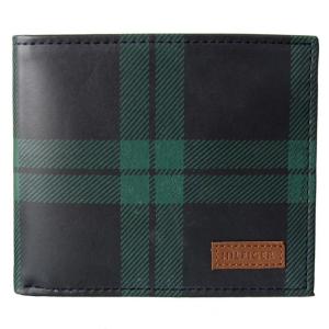 トミーヒルフィガー 折り財布 メンズ グリーンチェック×ブラウン 31TL40X003 067