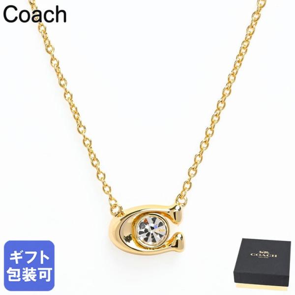 コーチ COACH ネックレス シグネチャー Cロゴ クリスタル レディース クリア ゴールド 49...