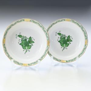 HEREND ヘレンド/アポニーグリーン オーバルプレート 小皿×2枚/AB