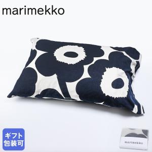 マリメッコ ピローケース 枕カバー 50×70cm Unikko ウニッコ ホワイト×ダークブルー ...