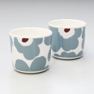 マリメッコ ラテマグ ペア 2個セット UNIKKO ウニッコ コーヒーカップ スモール ブルーグレー×ホワイト 070637 153